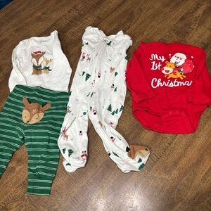 Festive Baby Clothing Set with Reindeer and Christmas Designs